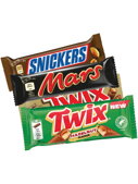Snickers, Mars, Twix, Twix hazelnut